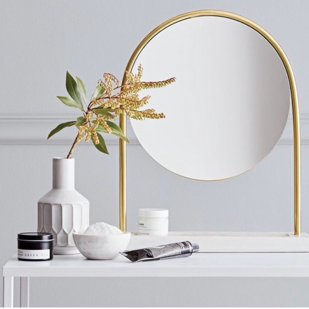 Project 62 Round Vanity Mirror on Marble Stand